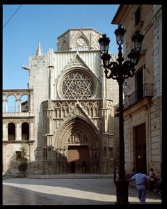 Ansicht des Apostelportals, Kathedrale von Valencia (Valencia) 14. Jahrhundert Spanien