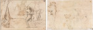 Romulus und Remus gefunden von Faustulus (recto) Konzentrische Kreise (verso)