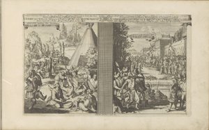 Heiler in Arclada; Jesuit wird von einem Zollmeister in Golkonda rasiert (Serie) von Romeyn de Hooghe