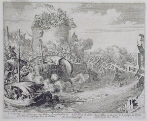 Wiener Druckzyklus, Eroberung der Taborinsel am Stadtrand von Leopoldstadt, 1683 von Romeyn de Hooghe