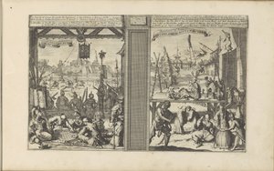 Wachthaus in Japan; Zauberer und Akrobaten von Romeyn de Hooghe