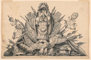 Trophäe von Waffen zur Ausführung in Malerei von Romolo Achille Liverani