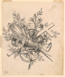 Trophäe mit Symbolen der Tugenden, 1830–1850 von Romolo Achille Liverani