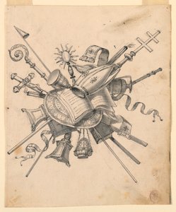 Trophäe mit kirchlichen Gegenständen von Romolo Achille Liverani