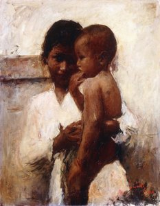 Zuneigung, eine javanische Schönheit hält ein Kind