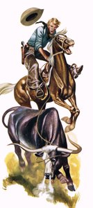 Texanischer Cowboy bei der Arbeit von Ron Embleton