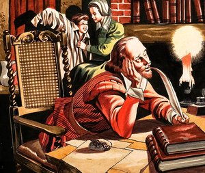 William Shakespeare schreibt zu Hause