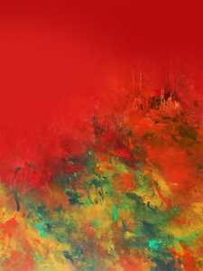 Lebendiges rotes Abstrakt von Ron Halfant
