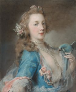 Eine junge Dame mit einem Papagei