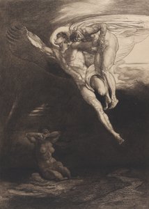 Luzifer trägt Kain in den endlichen Raum, aus Acht Radierungen zu Byrons Kain, ..., 1919-1920