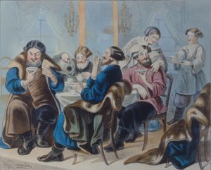 Tee und Zucker. Teetrinken in einer Taverne, erstes Viertel des 19. Jahrhunderts von Rudolf Kasimirovich Zhukovsky