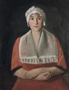 Porträt einer Dame mit weißer Haube von Rudolf Kremlicka