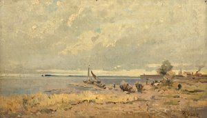 Strandlandschaft mit Booten von Rudolf Ribarz