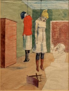 Der Künstler mit zwei erhängten Frauen von Rudolf Schlichter