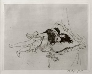 Liebesszene im Zelt von Rudolf Schlichter