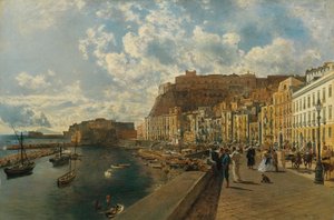 Am Strand von Santa Lucia in Neapel von Rudolf von Alt