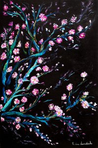 Kirschblüten in Schwarz, 2024 von Ruslana Levandovska