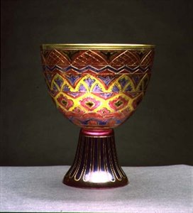Emaillierte Schale mit einfachem geometrischem Design, wahrscheinlich provinziell, 1880