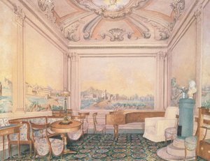 Innenraum des Empfangszimmers in einem Herrenhaus, 1840-50er Jahre von Russian School