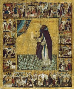 Heiliger Barlaam von Khutyn mit Szenen aus seinem Leben, 1560er Jahre