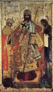 Der König der Könige zur rechten Hand stand der, 14. Jahrhundert von Russian icon.