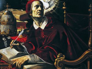 Heiliger Gregor der Große, Gemälde von Rutilio Manetti (1571-1639), Öl auf Leinwand, 67x89 cm, Italien von Rutilio Manetti