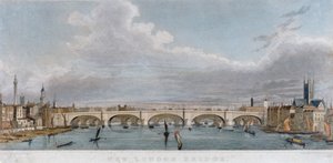 Ansicht der London Bridge von Westen mit Booten auf der Themse von S Rogers