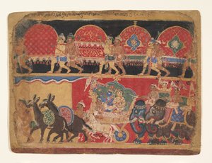 Krishna und die Kshatriya-Mädchen ziehen nach Dvaraka..., ca. 1520-30 von Sa Nana