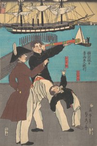 Russen genießen einen Feiertag in Yokohama, 1861