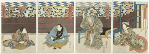 Vier Schauspieler bei einer Herbstblumenausstellung von Sadamasu (II) , Utagawa