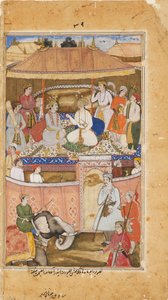 Krishna, in der Gestalt von Indra, berät einen König, 1598
