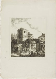 Prozession durch ein rustikales Tor von Salomon Gessner