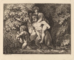 Satyr trägt eine Nymphe auf seinem Rücken