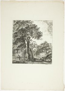 Schafe bei einer Statue von Pan, Platte fünf aus Paysages Dédiés à M. Warelet