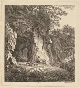 Zwei Hirten in einer felsigen Landschaft