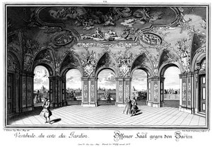 Blick aus der Sala Terrena auf den Garten von Salomon Kleiner