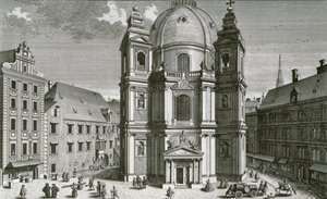 Ansicht der Peterskirche, Wien, gestochen von Johann Bernard Hattinger von Salomon Kleiner