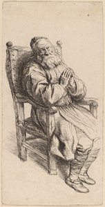 Alter Mann, der in einem Sessel schläft von Salomon Koninck