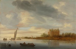 Burg an einem Fluss von Salomon van Ruisdael or Ruysdael