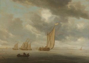 Segelschiffe auf einem Binnengewässer von Salomon van Ruisdael or Ruysdael