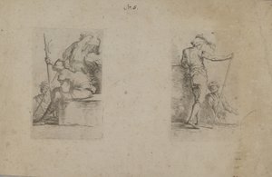 (Figurenserie) Sitzender Mann, von hinten gesehen, mit Axt von Salvator Rosa