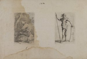 (Figurenserie) Sitzender Mann mit spitzem Helm von Salvator Rosa