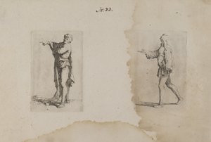 (Figurenserie) Stehender Mann, nach links zeigend von Salvator Rosa