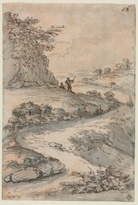 Figuren auf einer kurvenreichen Straße, Mitte 1600er von Salvator Rosa