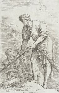 Figur: Ein Mann zieht ein Netz von Salvator Rosa