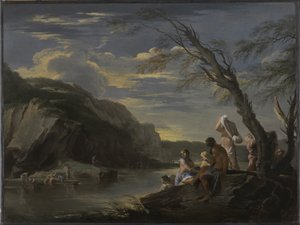 Landschaft mit Badenden, ca. 1660 von Salvator Rosa