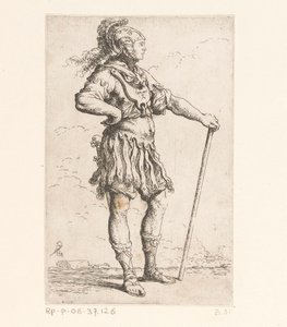 Soldat mit einem Stock von Salvator Rosa
