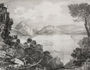 Antike Ruinen, die als Palast des Odysseus auf der Insel Kalypso, Insel Korfu, Ionische Inseln, Griechenland, gelten, Lithographie von Salvatore Puglia aus Poliorama Pittoresco, Nr. 22, 4. Januar