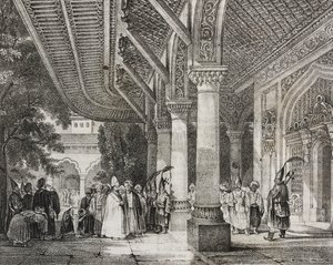 Eingangshalle des Serraglio, Türkei, aus der Geschichte des Harems im Osten