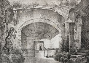 Halle in der antiken Villa des Prinzen von Caposele in Formia, Latium, Italien, Lithographie von Salvatore Puglia aus Poliorama Pittoresco, Nr. 23, 11. Januar